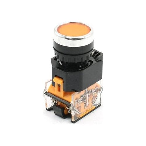 AC 380V 10A 4 Pin Terminals Latching Orange Push Button Switch NO NC