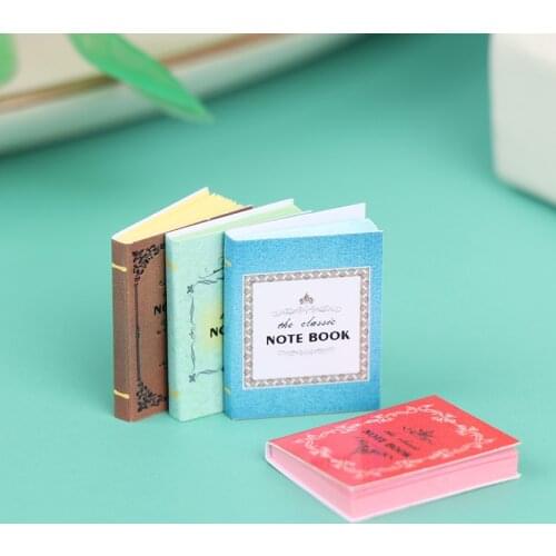 4Pcs/set 1:12 Dollhouse Miniature Books Paper Notebook Model Doll House Decor Pretend Play Toy
