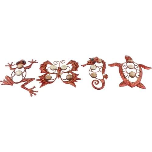 4x Butterfly Gecko Metal Wall Art Handcrafted Garden Yard 3D Sculpture Decor