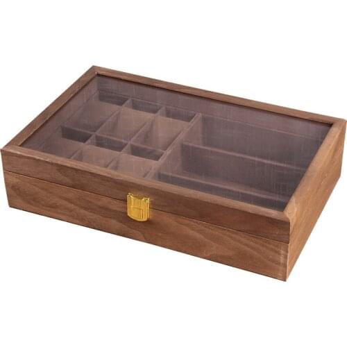 6+3 Slots Upgrade Wooden Watch Display Box Glasses Case Holder Jewelry Collection Storage Watch Sunglasses Organizer Box Casket