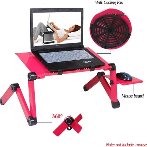 Aluminum Laptop Stand Portable Ergonomic Adjustable Folding Notebook PC Desk with Heat dissipation Fan For Laptop Bed Table