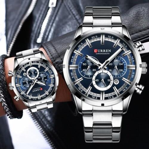 Men’s Watches CURREN Luxury Brand Business Quartz Watch Men Waterproof Chronograph Date Male Clock Gold Blue Relogio Masculino