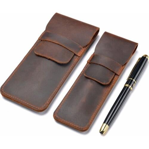 Pencil case Handmade Genuine Leather Pen Bag Cowhide Pencil Bag Vintage Retro Style Accessories For Travel Journal Free Shipping