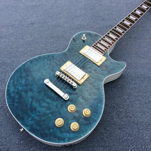 Rosewood fingerboard electric guitar, Dark blue burst color quilte maple, Solid mahogany body electric guitar, Free shipping