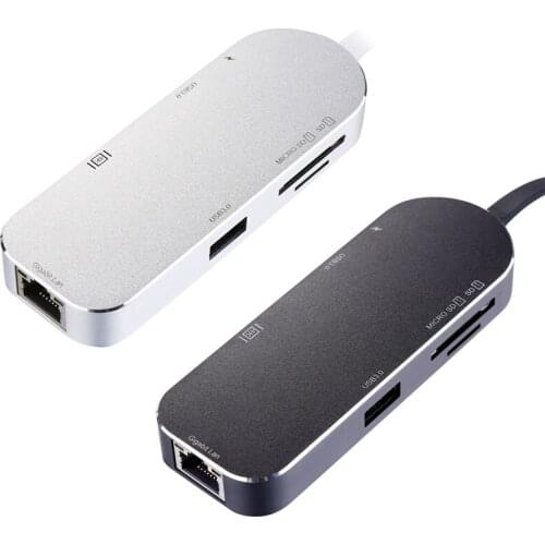 8-in-1 Type-c Hub Converting HDMI 4K + RJ45 Gigabit Ethernet + 3.0 HUB + SD/ TF Card Reader + PD Charging HUB for phone/computer