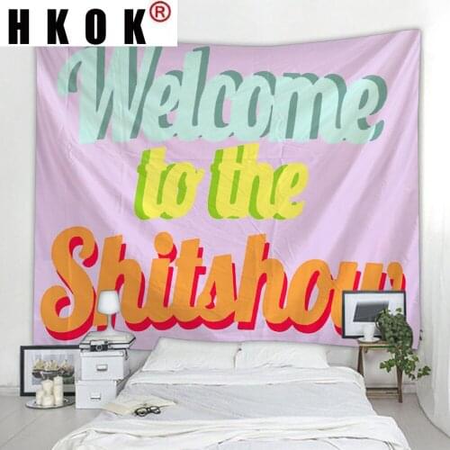 HKOK letters Tapestry Wall Rugs Wall Hanging Fabric Mural Background Cloth Towel Beach Fabric Blanket Bedroom Home Decor