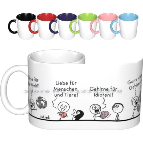 Better World Ceramic Mugs Coffee Cups Milk Tea Mug Cookies Penguin Brain Funny Comic Islieb Comics Creative Trending Vintage