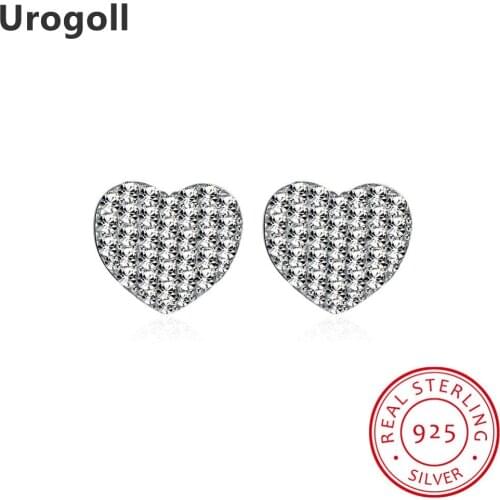 Classic 925 Sterling Silver Jewelry Romantic Heart AAA Zirconia Earrings Female sterling-silver-jewelry Girls Gifts