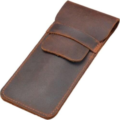 Leather Leather Pen Holder Brown Fountain Pen Pouch Pencil Holder Handmade Ballpoint Pen Protective Sleeve Cover For Office