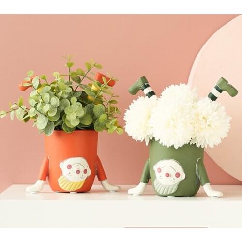 Creativity Cute Human Vase Resin Handicraft Furnishings Handmade Modern Home Decoration Flower Arrangement Flower Vases P35