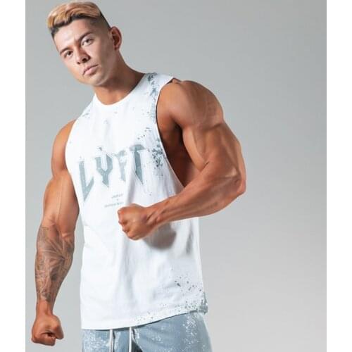 Summer Mens Fashion Trend Fitness Vest Outdoor Training Sweat Sleeveless Shirt Loose Large Size Simple All-Match T-Shirt