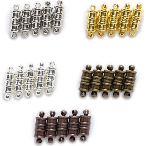 2 Sets Stripe Carved Barrel Magnetic Clasps Findings Jewelry Making Connectors Accessories 18x6mm