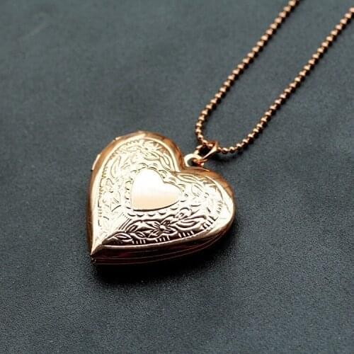 Locket necklace essential oil diffuser Rose Gold Color Heart Pendant Box fashion necklaces for women 2016 MKA1014