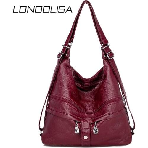 High Quality Leather Multifunction Women Bags Casual Female Large Capacity Backpack Luxury Designer Shoulder Bags for Women 2020