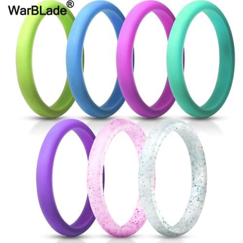 Fashion 2.7mm Food Grade FDA Silicone Ring Hypoallergenic Crossfit Flexible Sports Silicone Finger Ring For Women Wedding Rings