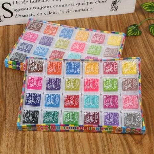 24Pcs Mini Kids Fingerprint Painting Colorful Ink Pad Stamp Partner Baby DIY Art Craft Seal Graffiti Tool Early Educational Toy