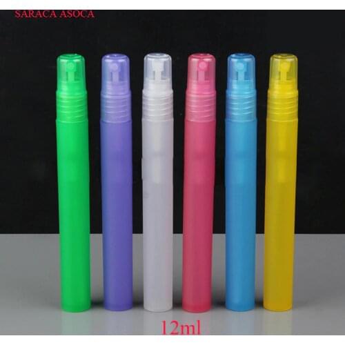 Wholesale And Retail 12ml/cc 100pcs/lot Empty Sprayer Plastic Perfume Refillable Bottle 6 Color Clear Bottles