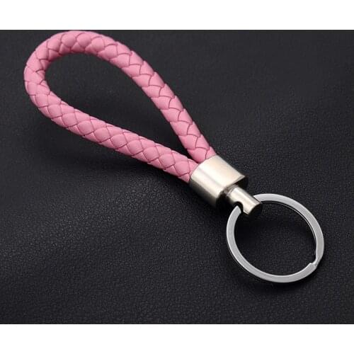 Handmade Cheap Pu Leather Men Women Keychain Metal keyrings Bulk Key Chains Holder KeyCover Promotion Gift Wholesale