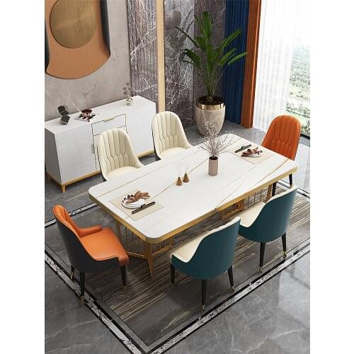 Postmodern light luxury rock dining table and chair Italian minimalist marble dining table designer light luxury furniture