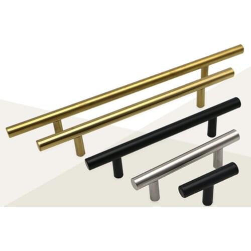 Modern Brushed Black Gold Straight Cupboard Handles Knobs Stainless Steel Brushed Black Gold Kitchen Door Handles Cabinet Pull