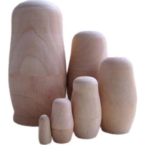 Russian Nesting Doll Blank Matryoshka Wood Unpainted DIY Handicraft (6 set)