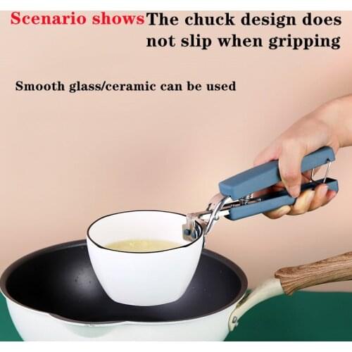 Anti-Scalding Pot Clamp Stainless Steel Anti-Scalding Clamp Bowl and Plate Clamp Non-Slip Silicone Gloves Kitchen Tool Set