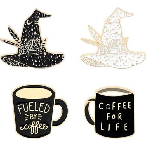 Enamel Hat Lapel Pins Coffee Cup Anime Badges Brooches For Women Cute Hijab Pin Decorative Mini Brooch Badges Jewelry On Clothes