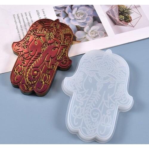 Mysterious Hand of Fatima Coaster Silicone Mold for DIY UV Epoxy Resin Tray Casting Molds Jewelry Making Tools Home Decoration