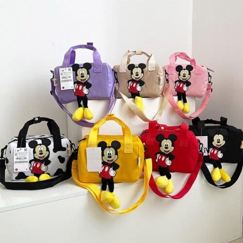 Disney Bowling Bag Mickey & Minnie Mouse Anime Figure Toys Woman Handbag Children Shopping Shoulder Bag Girl Cartoon Xtmas Gifts