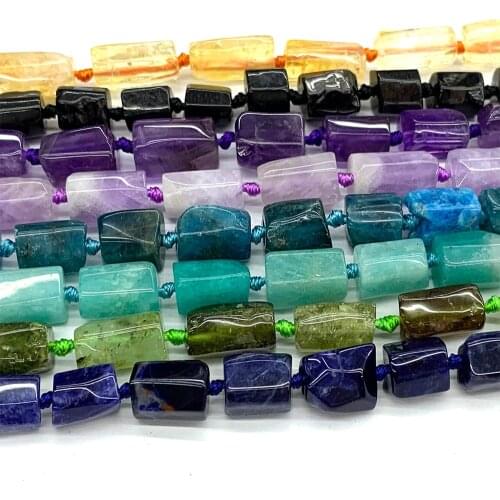 Veemake Kyanite Opal Aquamarine Chrysoprase Moonstone Amethyst Citrine Lapis Lazuli Kunzite Nugget Free Form Column Beads 06869