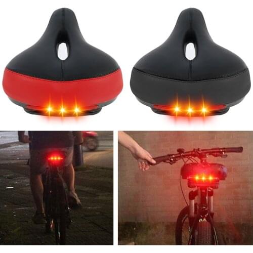3D GEL Bicycle Saddle Hollow Breathable Comfortable MTB Bike Saddles with Tail Light Shockproof Soft Cycling Seatsoft Bike Seat