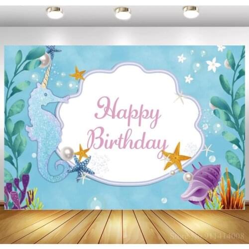 Under Water Sea World Mermaid Princess Backdrop For Photo Decor Girl Birthday Party Wall Poster Vinyl Background Photography
