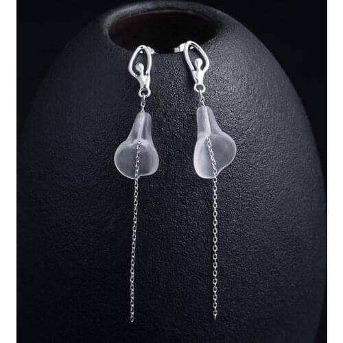 VLA Fashion Ballet Girl Earrings Womens 925 Sterling Silver Romantic Personality Crystal Calla Lily Earrings Jewelry
