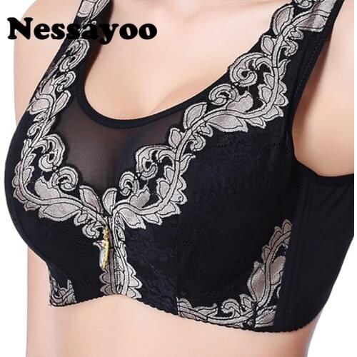Nessayoo 2017 Underwear Womens Bras Embroidery Flowers Solid Sleeping Lace Brassiere Push Up Bra Female Sexy Lace Bra Full Cup