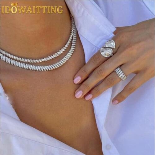 Top quality iced out bling cz snake chain women jewelry micro pave 5A cubic zirconia snake chain clear CZ paved choker necklace