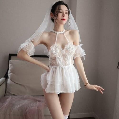 Vestidos De Novia Appliques Wedding Dresses Sexy Lingerie Puff Sleeve Lace Princess Bride Wedding Gowns Lenceria Para Mujer