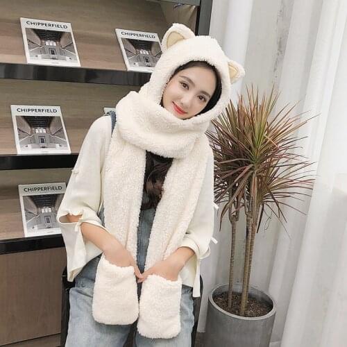 ZDFURS*Winter hat women double thick hat scarf gloves one three-piece Korean version parent-child thickening scarf students