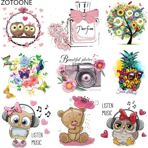 ZOTOONE Cute Cartoon Animal Patches Heat Transfer Iron on Patch for T-Shirt Children Gift DIY Clothes Stickers Heat Transfer G
