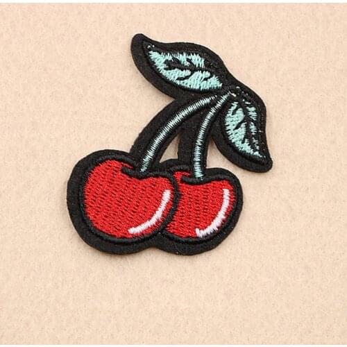 Embroidered Appliqued Fruit Patch Cherry Strawberry Multicolor DIY Hoodies Backpack Pocket Decoration 5.2*4.5cm 4.8*3.6cm 1 PC