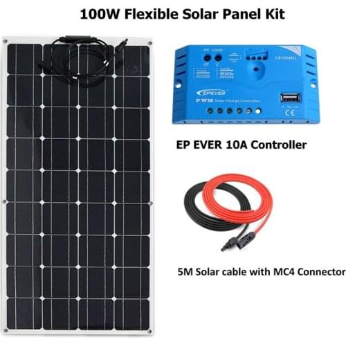 100w Solar Panel Flexible solar panel system kit w/10A EP solar charge controller, Free shipping No tax to UK/ES/FR/US