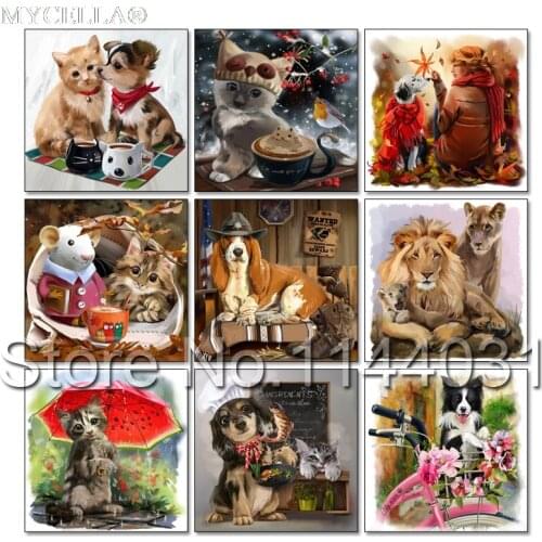 Animal Diamond Embroidery Cross Stitch Kits Diy Diamond Painting Cat Full Diamond Mosaic Dog Fashion 5d Icon Christmas Gift