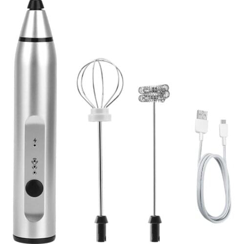 USB Rechargeable Blender Milk Frother Handheld Electric Mixer Foam Maker Stainless Whisk 3 Speed for Coffee Cappuccino