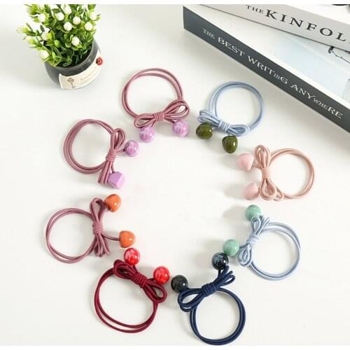 High Elasticity Rubber Bands Colorful Beads Bow-knot For Women Girl Elastic Hair Bands Kid Children Ponytail Headwear Accesorios
