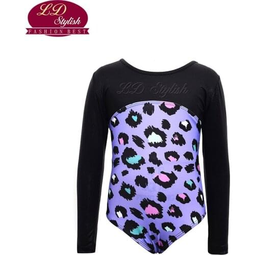 Toddler Purple Long Sleeve Gymnastics Leotards For Girls Lycra Spandex Leotard Bodysuit Ballet Dance Costumes For Kids