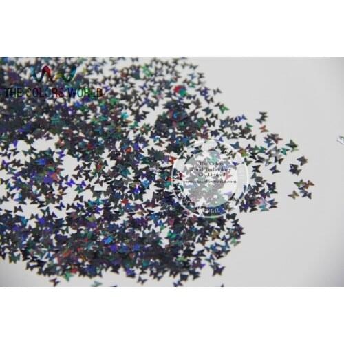 L-10 Size 3 mm laser holographic Black color Glitter paillette butterfly shape spangle for DIY supplies1pack=50g