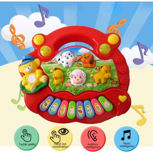 T1357 Musical Instrument Toys Baby Kids Farm Animal Sound Keyboard Piano Developmental Music Educational Toys Gift Red
