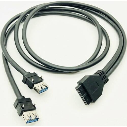 USB 3.0 Front Panel Cable USB Connector Cable USB 3.0 High Speed 20-pin to Dual Ports USB3.0 Hub with Fixed Foot for PC Computer