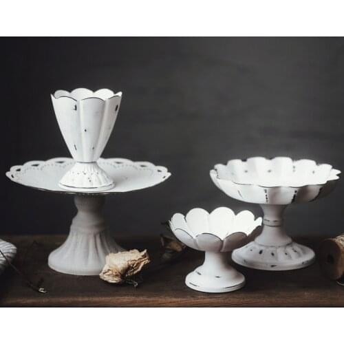 KINGLANG 1PCS Small Cake Tray Art Wedding Decoration Fruit Plate Snack Dishes White Vintage Cake Display for Photo