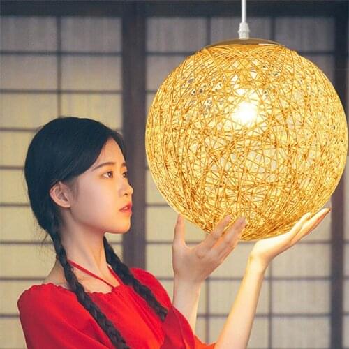 Chinese Lantern Rattan Ball Pendant Light Globe Lighting Home Decor Hotel Chandeliers Pendant Lamp