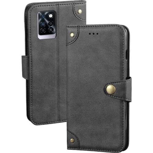 For Infinix Note 10 Pro Retro Magnetic Flip Wallet Leather Capa Case For Infinix Note10 Pro NFC Cover Unique Metal Buckle Design